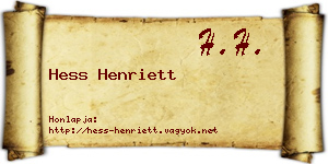 Hess Henriett névjegykártya